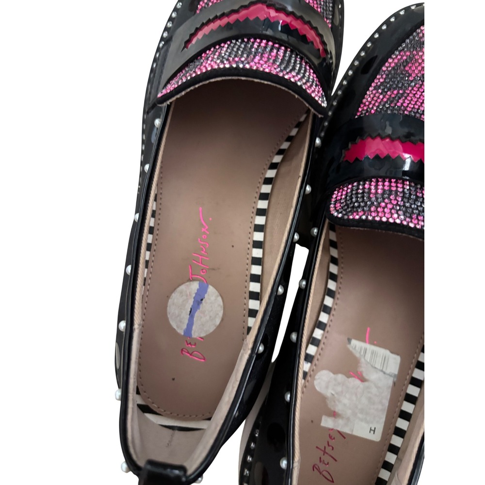 Betsey Johnson Maxton Pink Rhinestone Houndstooth Platform Loafers MAXT01S5 8.5M - Picture 6 of 8